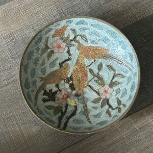 Vintage brass bowl, hand painted